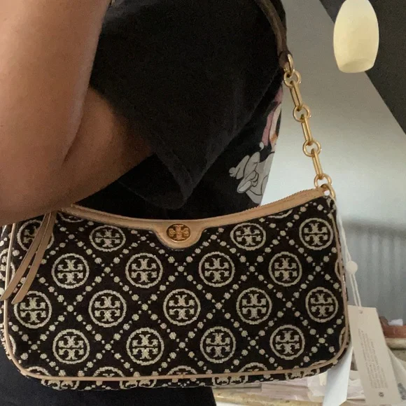 New 🖤 Tory Burch T Monogram Chenille Studio Shoulder Bag - Picture 10 of 14